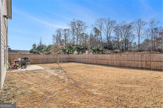 view of yard with a patio area