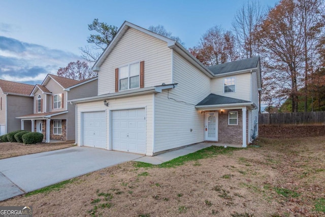 view of front property with a garage