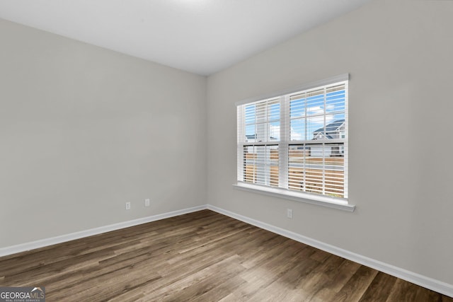 spare room featuring wood-type flooring