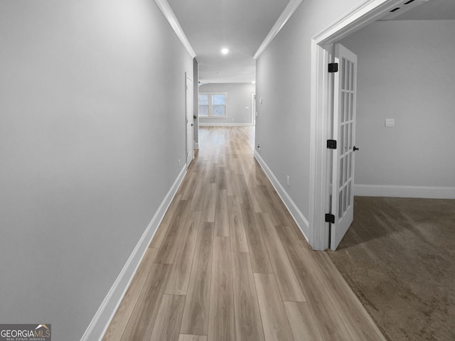 422 Mcdaniel Pl, Canton, GA 30115 - hall featuring light wood finished floors and crown molding