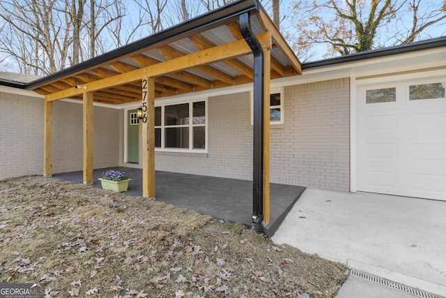 exterior space featuring a garage