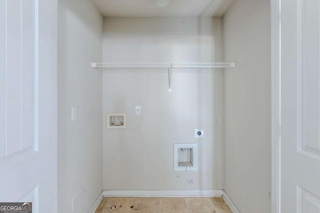 washroom featuring hookup for an electric dryer and hookup for a washing machine