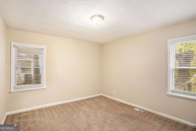 spare room with carpet floors and a textured ceiling