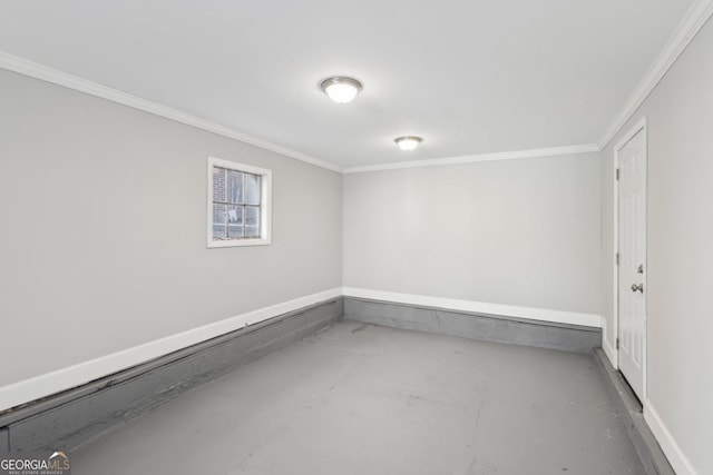 basement with crown molding