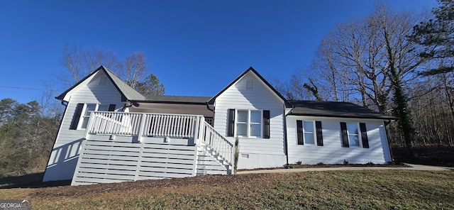 view of front of home with a deck