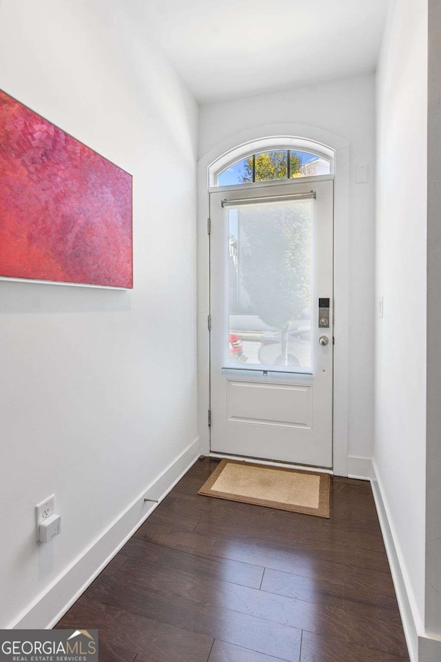 doorway to outside featuring dark hardwood / wood-style flooring