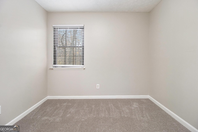 carpeted empty room with a textured ceiling