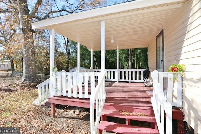 deck with covered porch