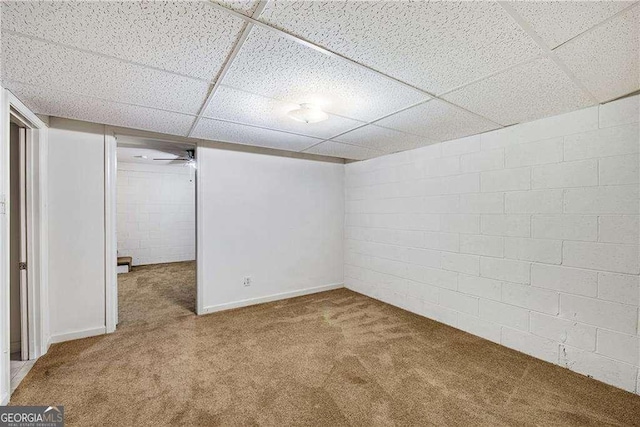 basement featuring carpet floors