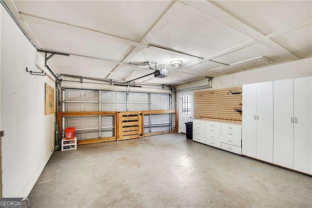 garage with a garage door opener