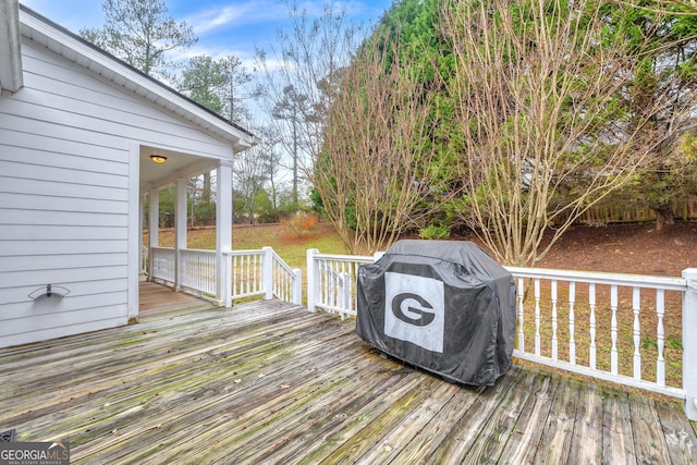 deck featuring area for grilling