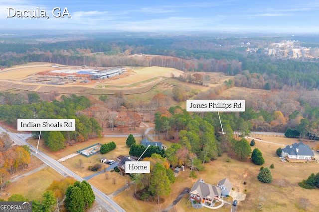 aerial view with a rural view