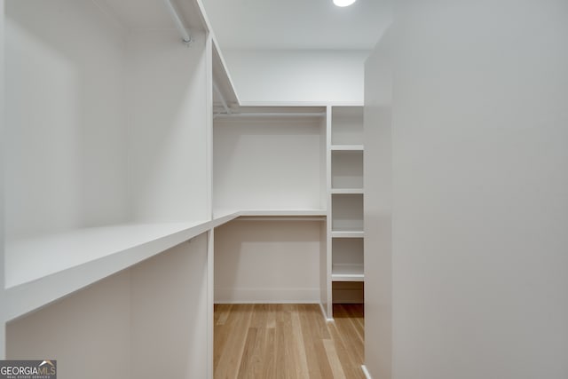 walk in closet featuring light hardwood / wood-style floors