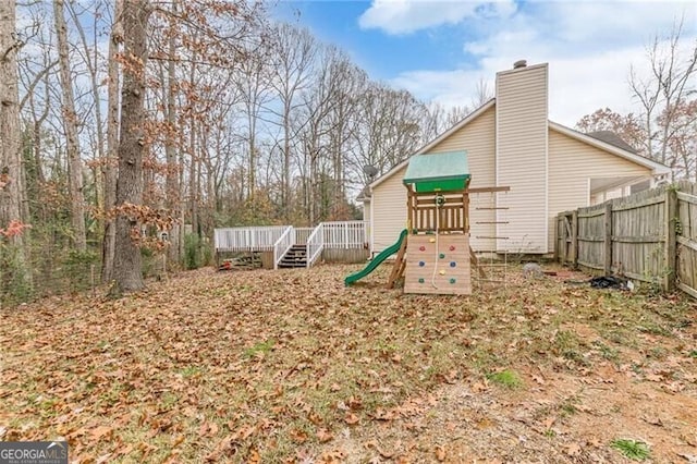 view of yard featuring a deck