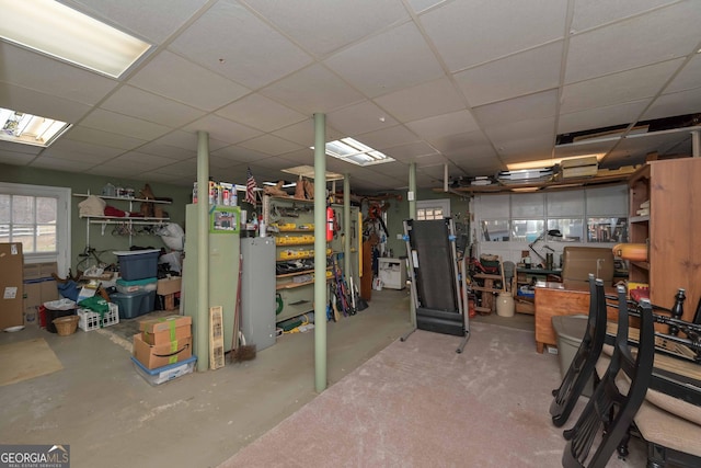 basement with a drop ceiling