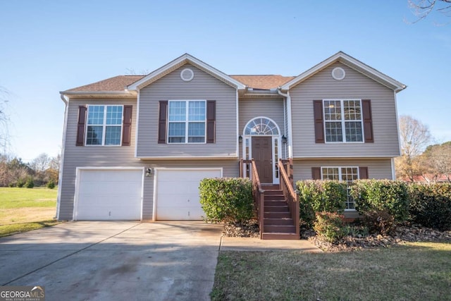 bi-level home featuring a garage