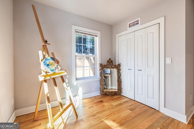 interior space with hardwood / wood-style floors