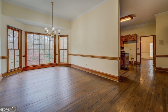 unfurnished living room with hardwood / wood-style flooring, built in features, ceiling fan, and crown molding