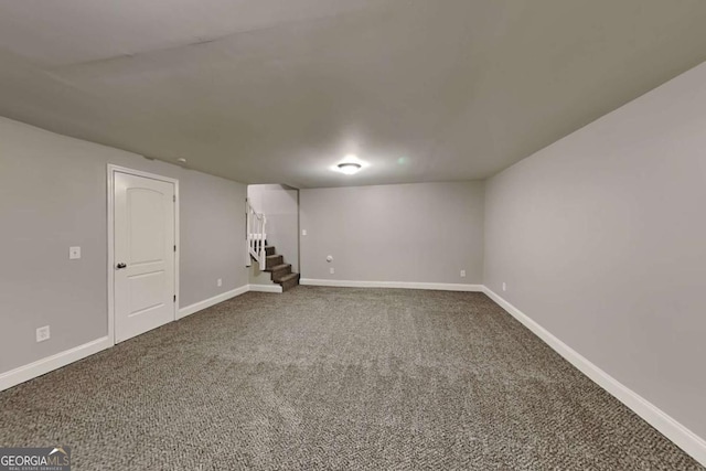 basement with carpet