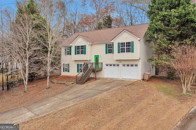 bi-level home with a garage