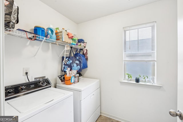 washroom with separate washer and dryer