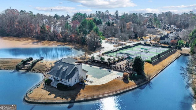 bird's eye view featuring a water view