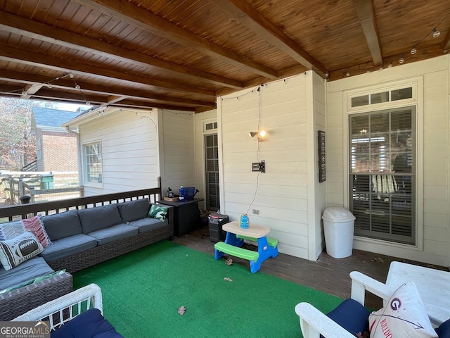 view of patio / terrace featuring an outdoor hangout area and a deck