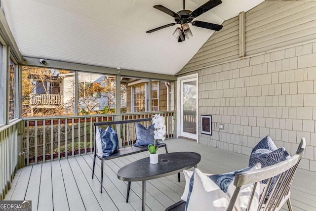 deck featuring ceiling fan