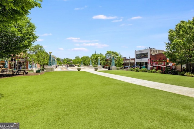 view of home's community with a yard