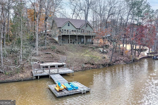 dock area featuring a water view