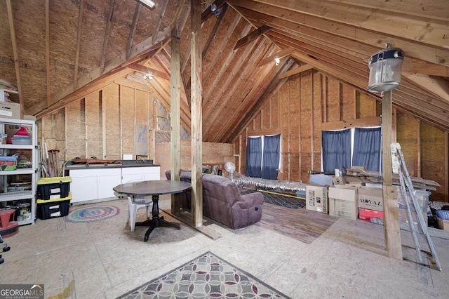 view of unfinished attic