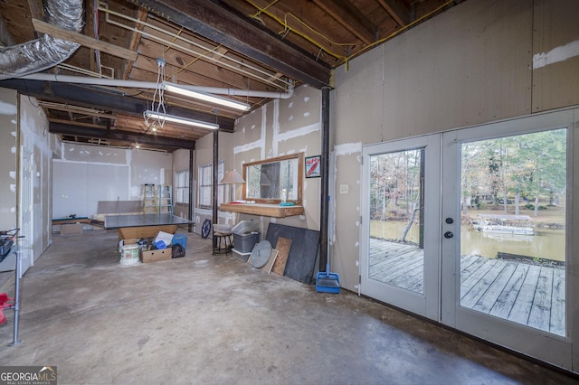 basement with french doors