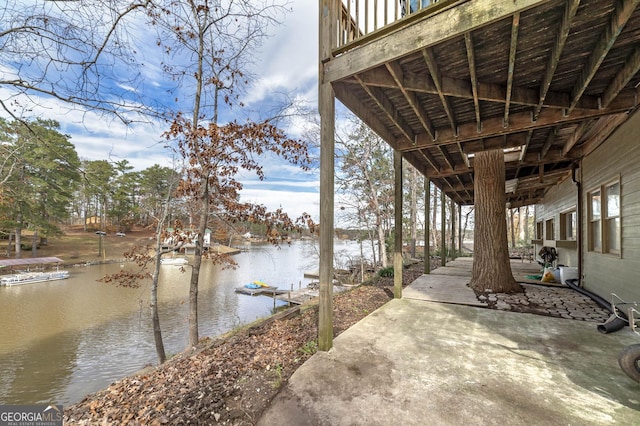 exterior space featuring a water view