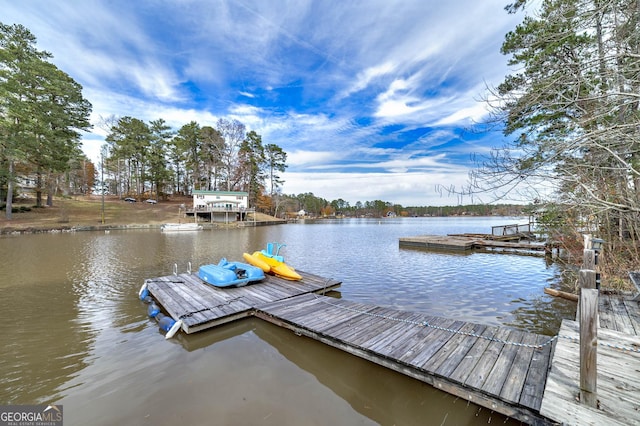 dock area featuring a water view