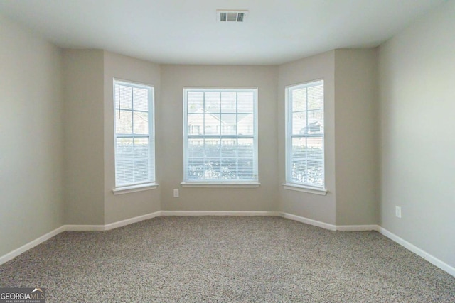 spare room with a wealth of natural light and carpet floors