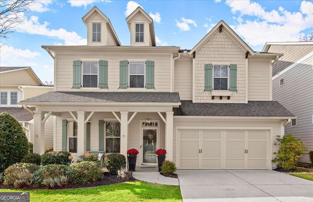 view of front of house with a garage