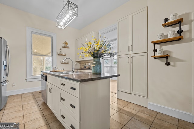 kitchen featuring white cabinetry, sink, an island with sink, and appliances with stainless steel finishes