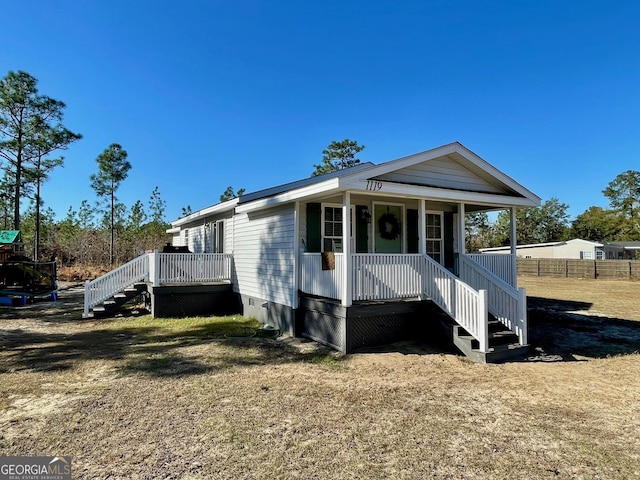 manufactured / mobile home with covered porch