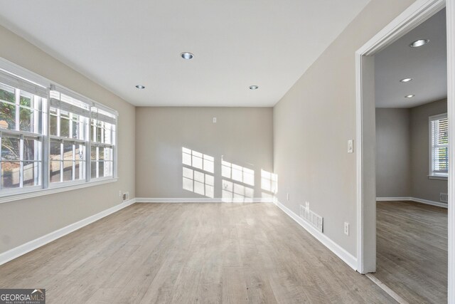 empty room featuring light wood-type flooring