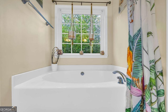 bathroom featuring a washtub