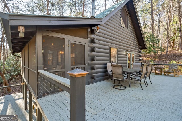 view of patio featuring a wooden deck