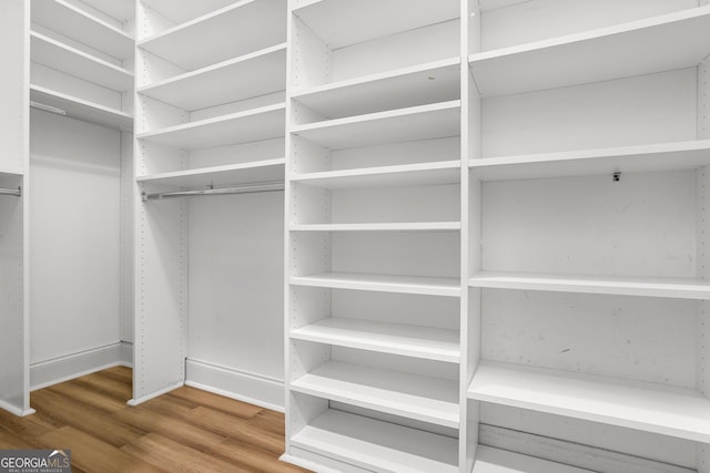 spacious closet with hardwood / wood-style flooring