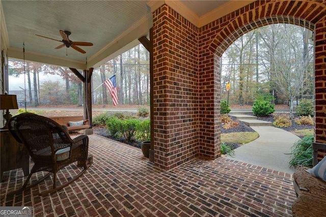 view of patio / terrace with ceiling fan