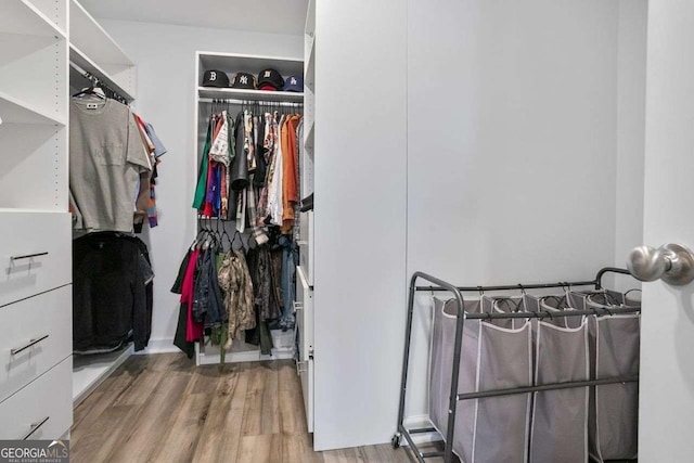 walk in closet featuring hardwood / wood-style floors