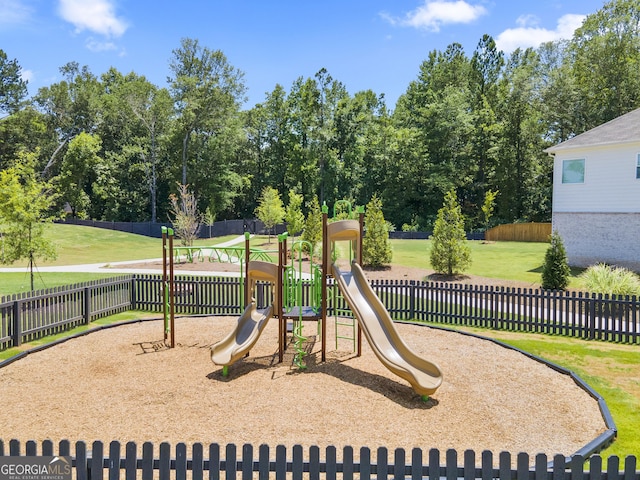 view of play area featuring a yard