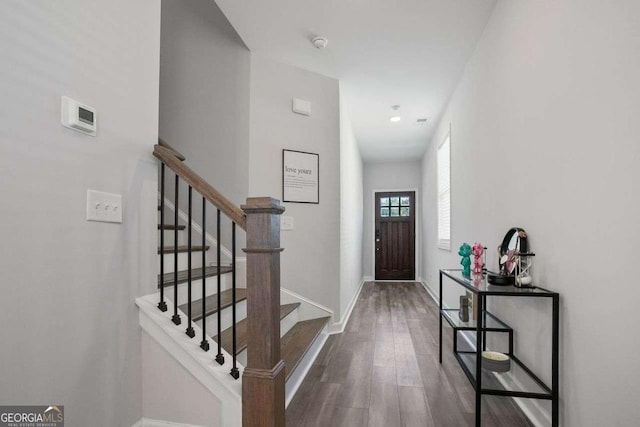 entryway featuring dark hardwood / wood-style flooring