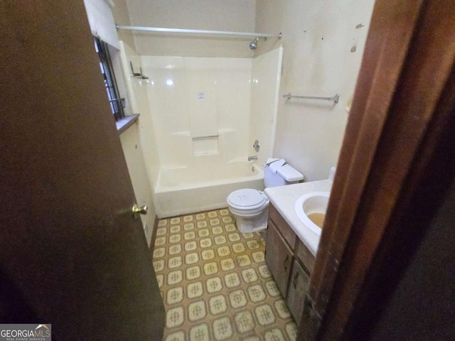 full bathroom with vanity, toilet, and tub / shower combination