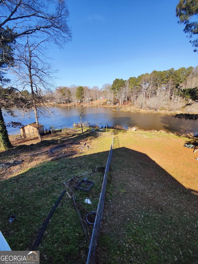 view of yard with a water view