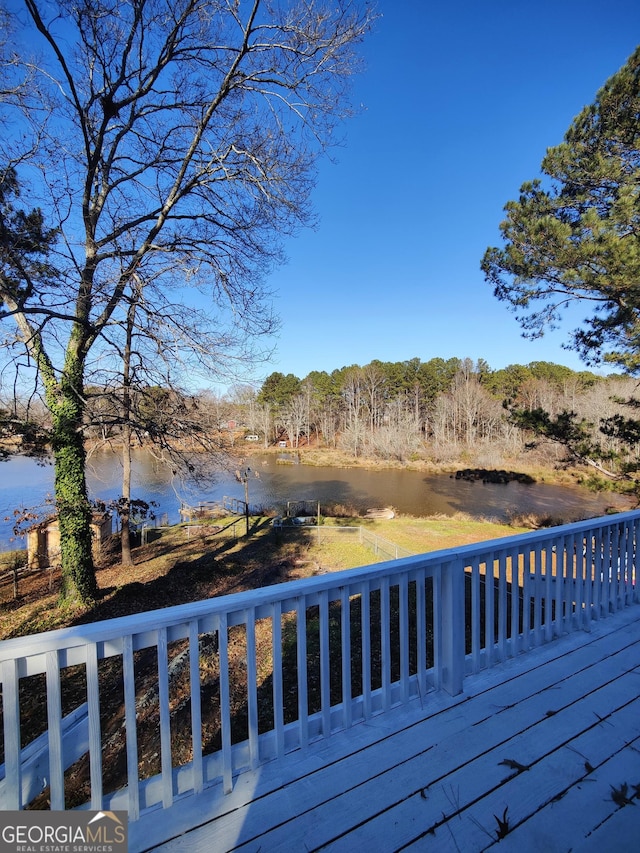 deck with a water view