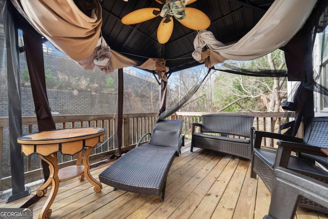 deck featuring ceiling fan